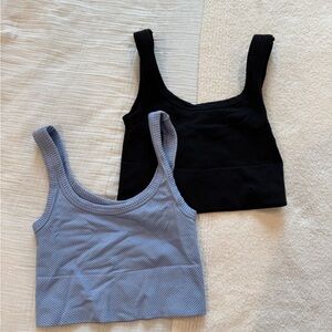 Tilly's Black and Light Blue Ribbed Crop Tops